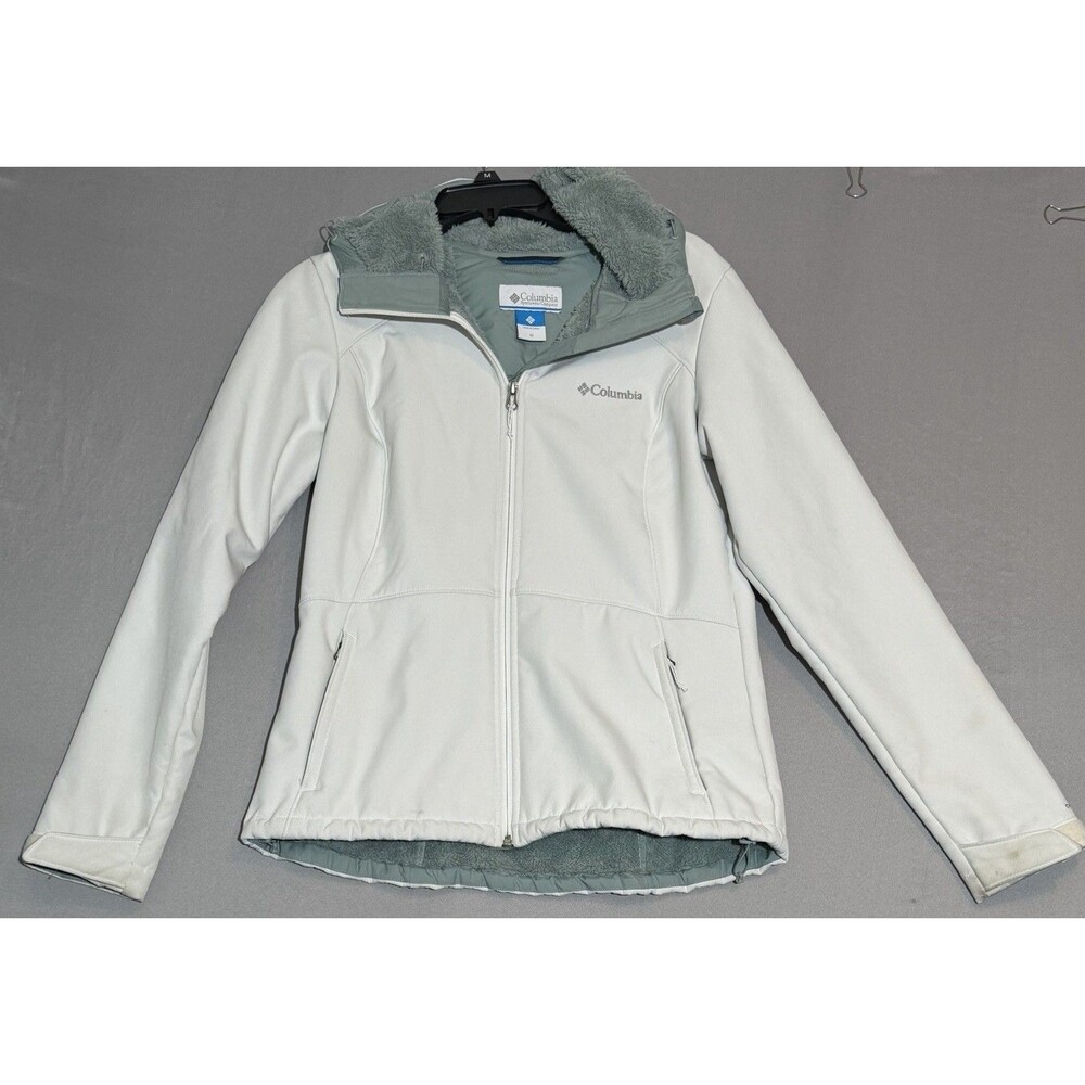 Columbia Omni-Wind Block Fleece Lined Hooded White Full Zip - Women's Medium